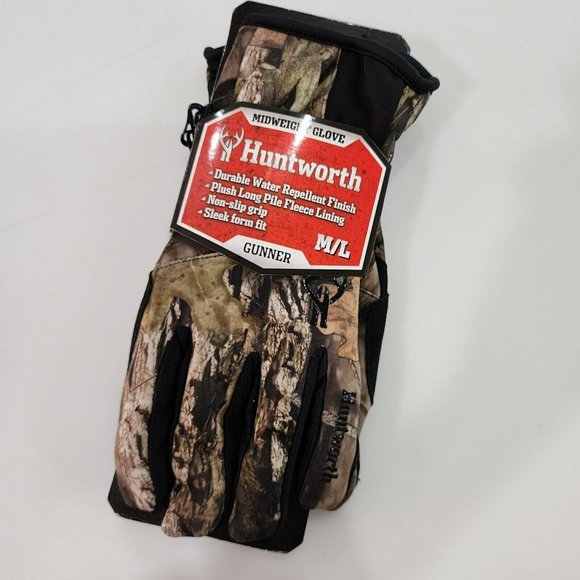 Mens Hunting Gloves Huntworth Mossy Oak Gunner Midweight Camo Size M/L - Picture 9 of 10